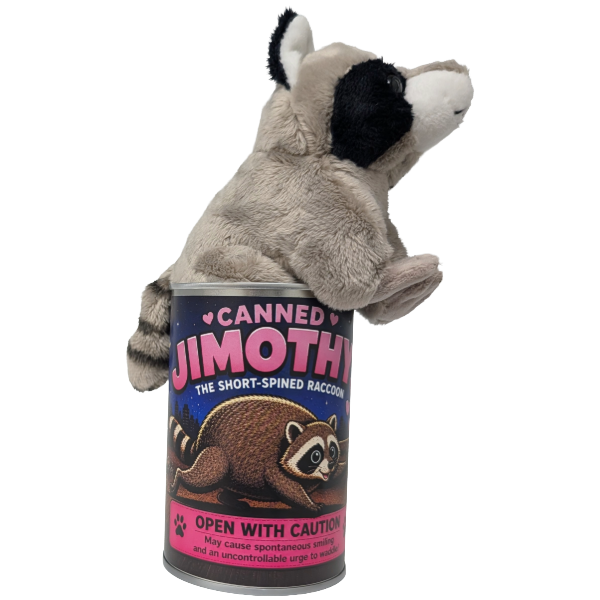 Jimothy, the Famous Seattle Raccoon Canned Stuffy