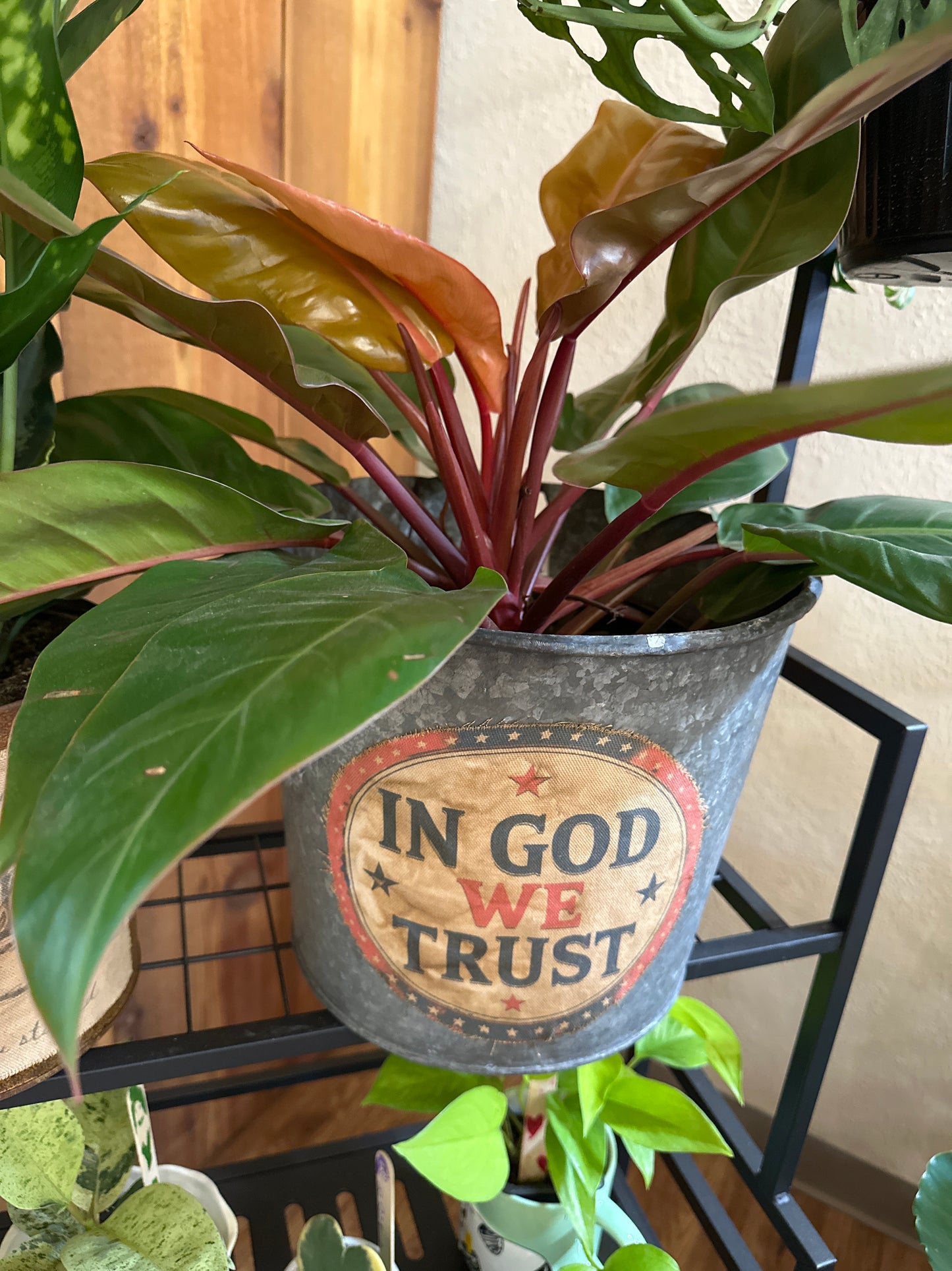 In God We Trust metal bucket 10” opening