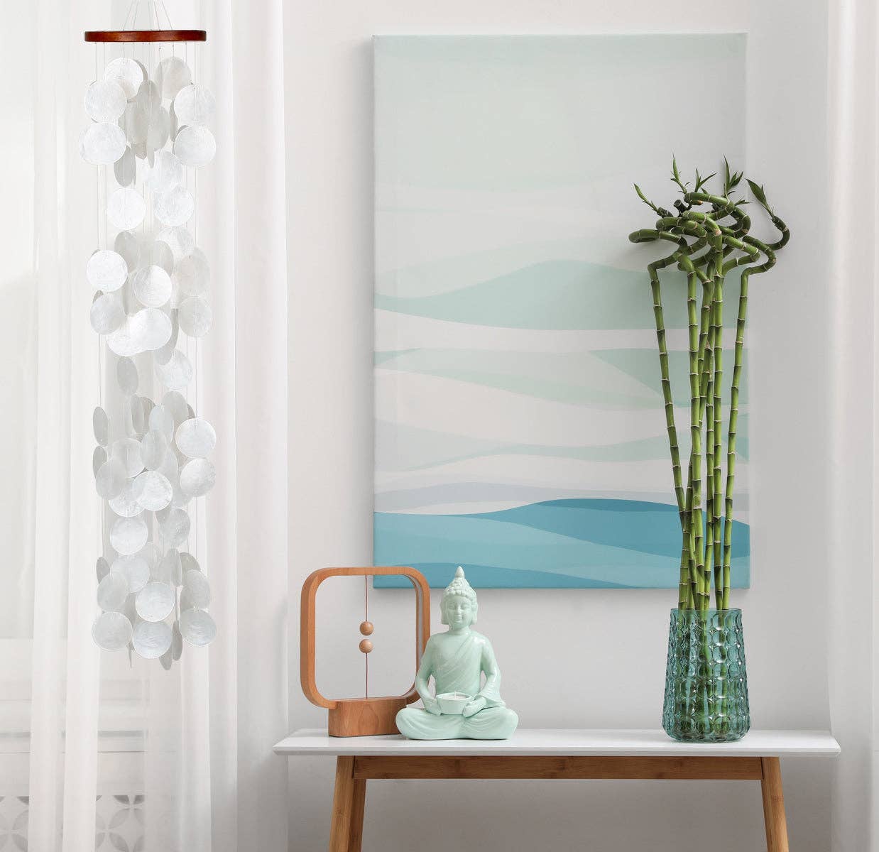 Capiz Waterfall Wind Chime- Blanca
