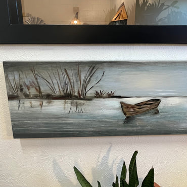 Rustic Boat in Marsh Canvas 16" x 63"