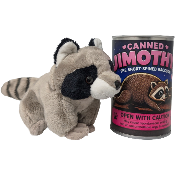 Jimothy, the Famous Seattle Raccoon Canned Stuffy