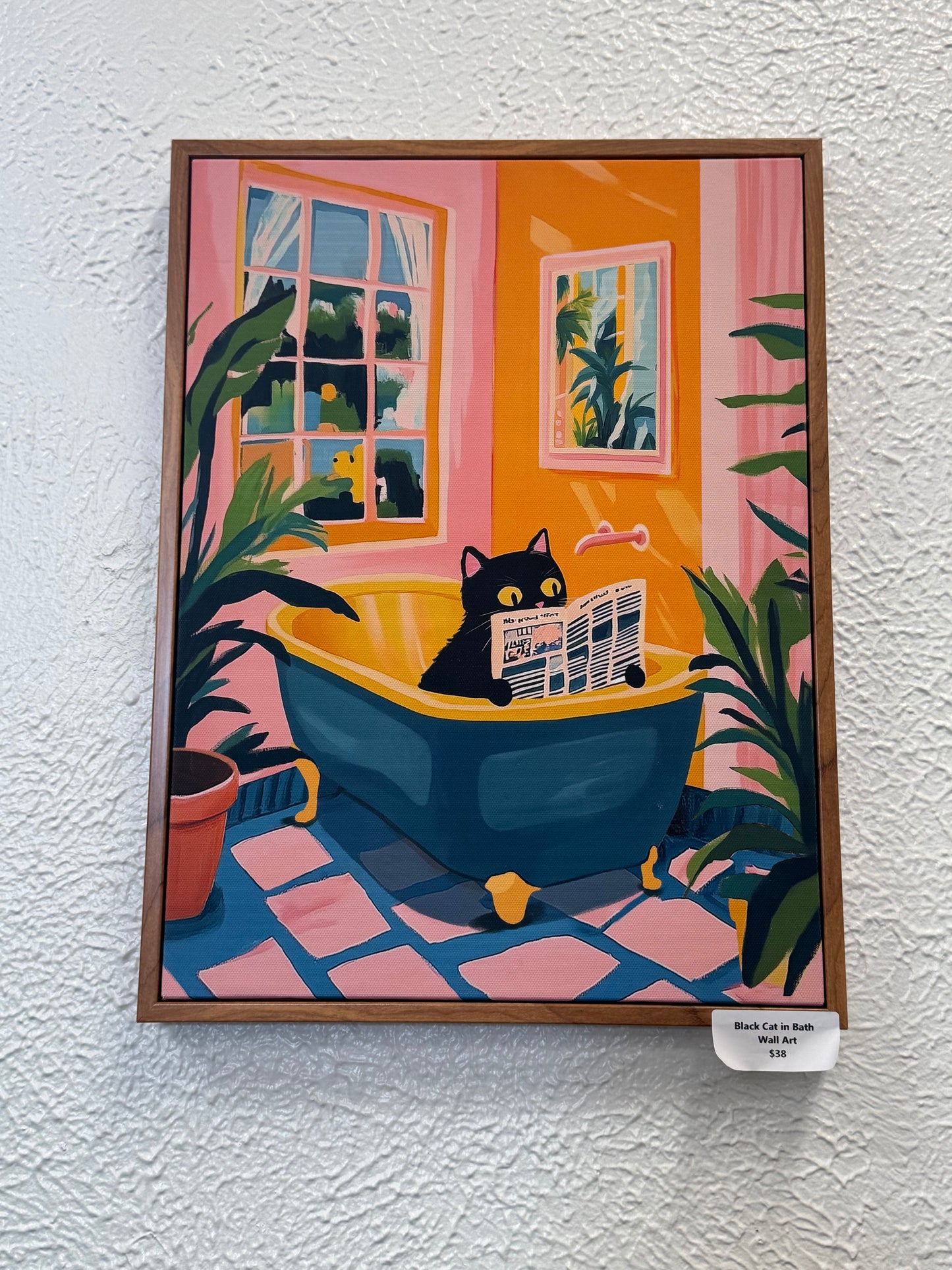 Black Cat in Bath Wall Art