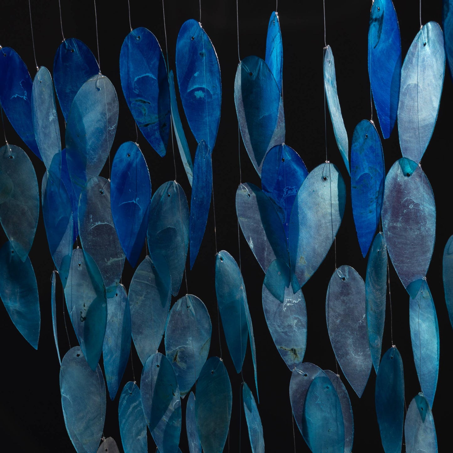 Simple Leaf Capiz Wind Chime - Blue