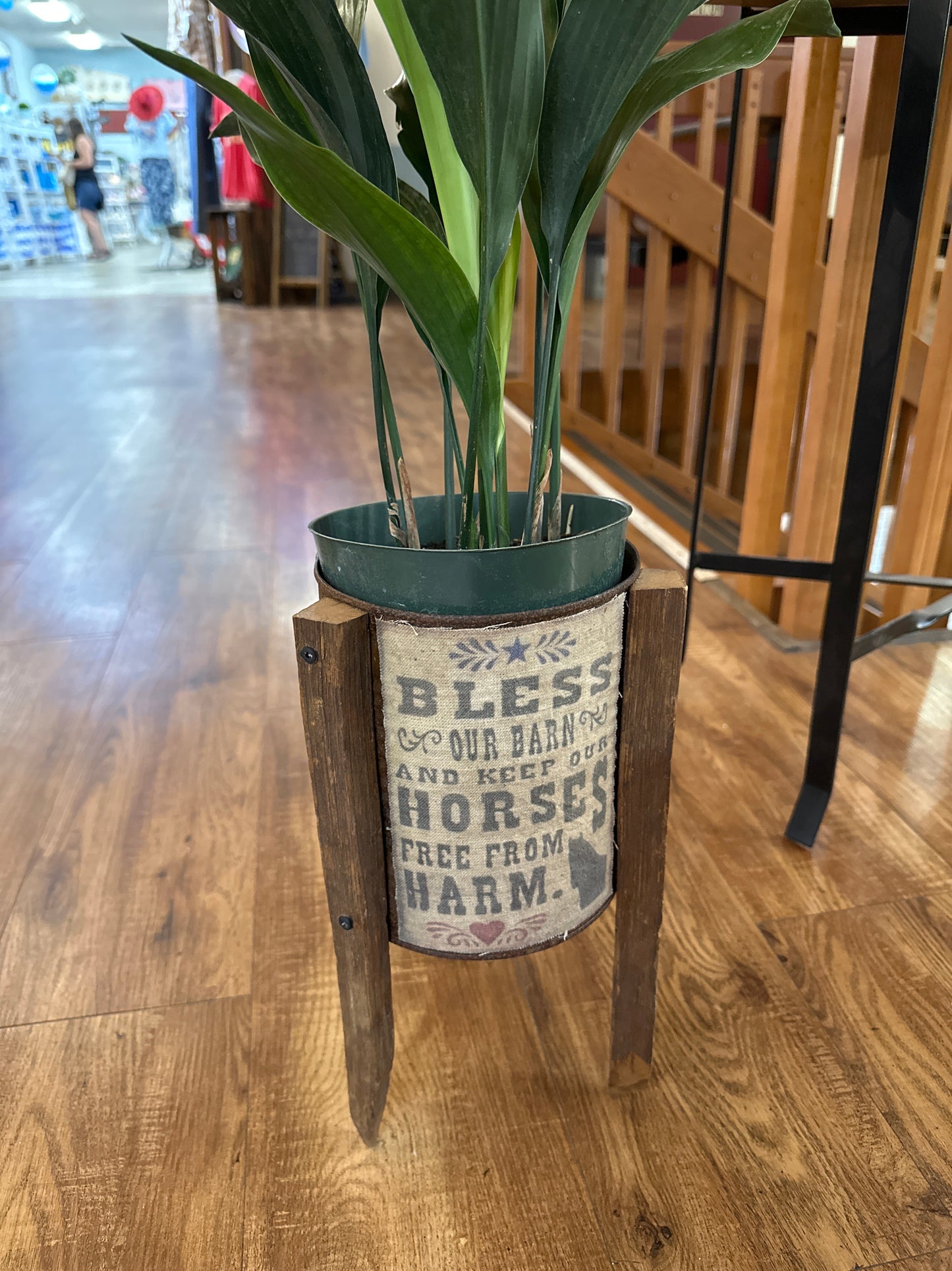 Bless Our Barn Rust Bucket With Legs 6” Opening
