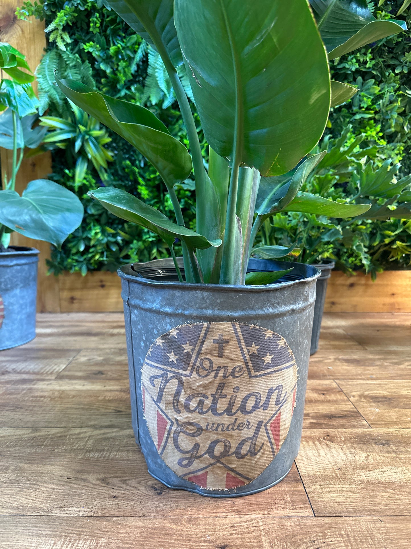 One Nation Under God Metal Bucket 10.5” Opening