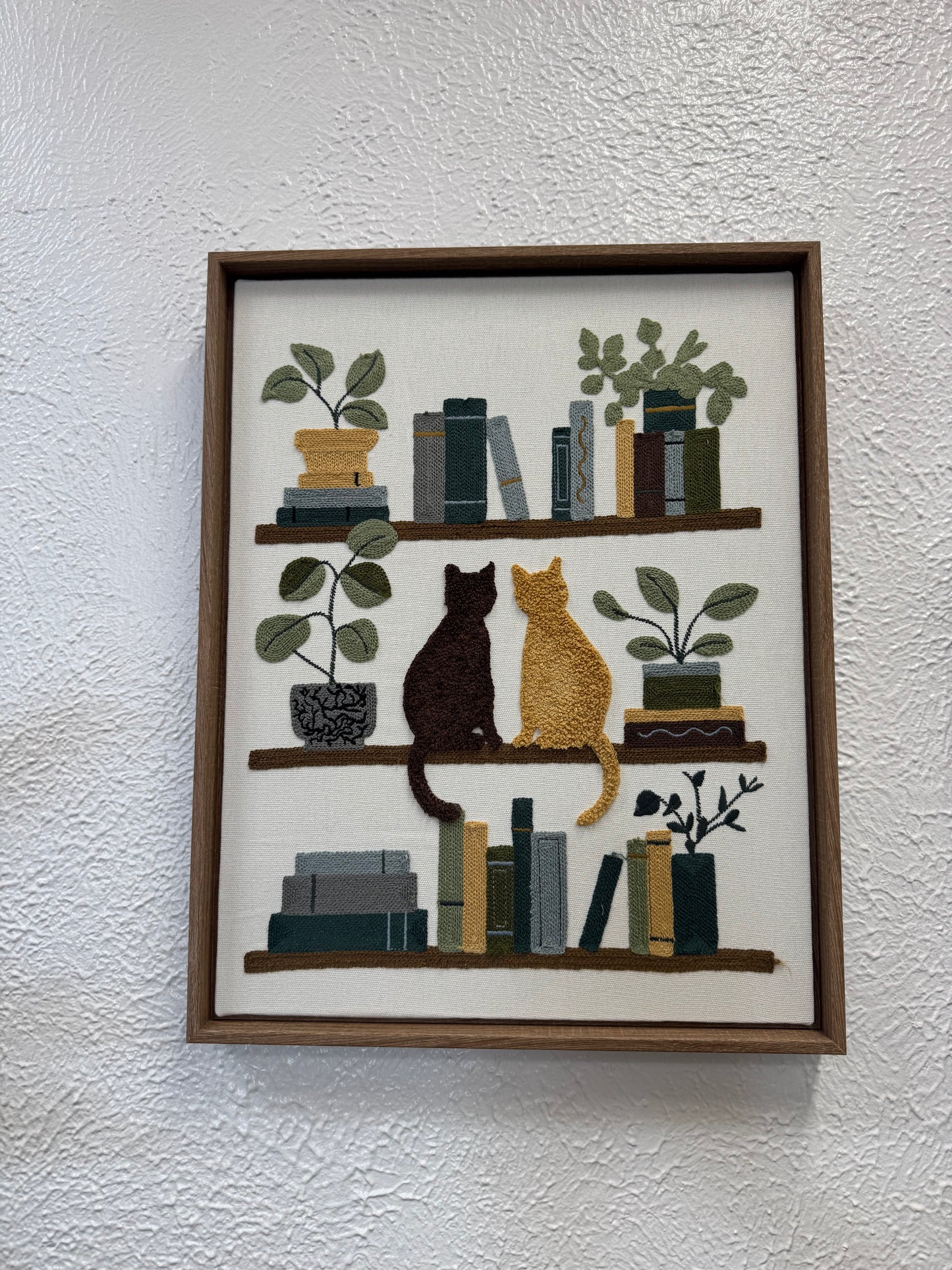 2 Cats Plant and Books Wall Art