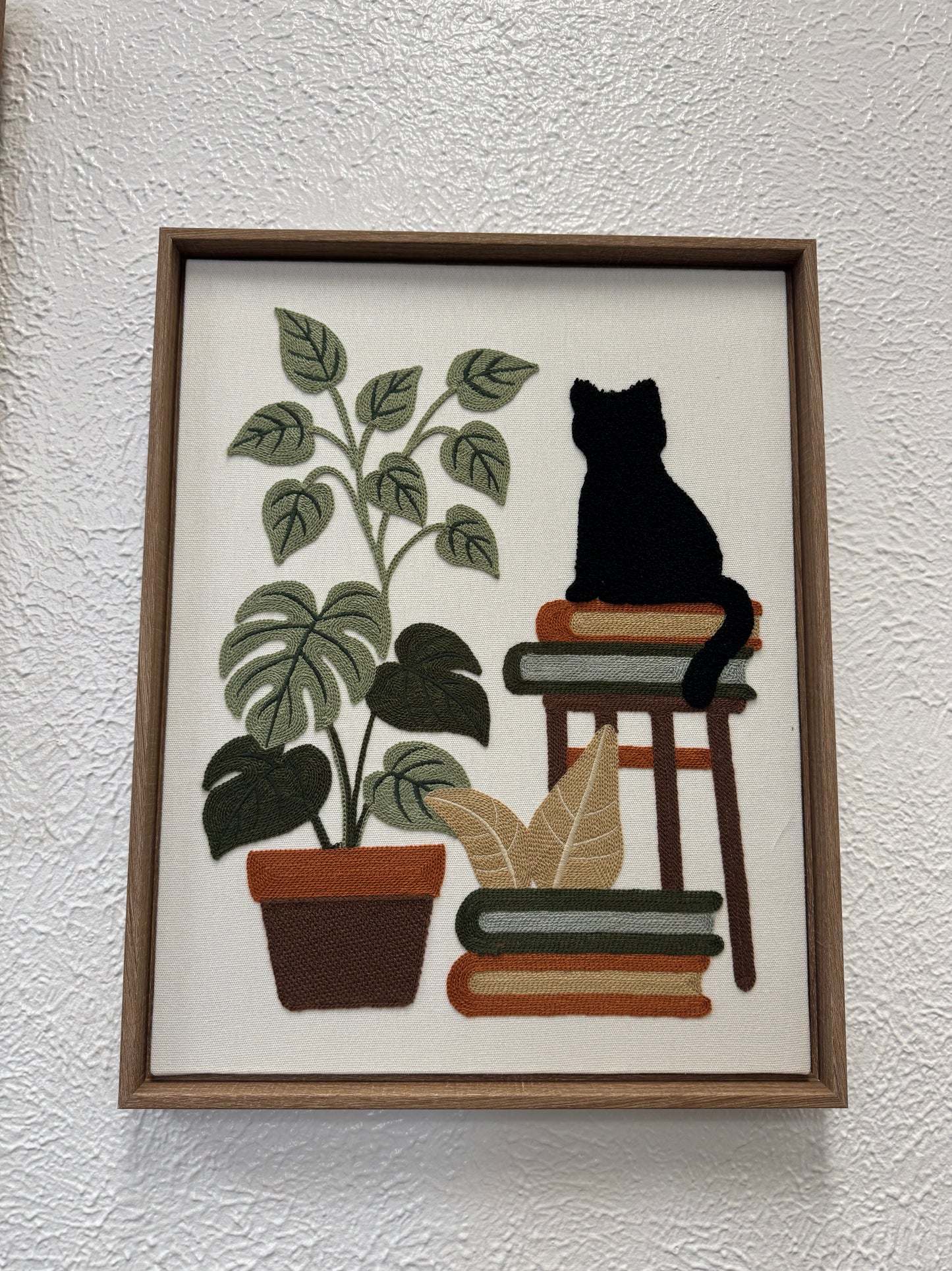 1 Cat Plant and Books Wall Art