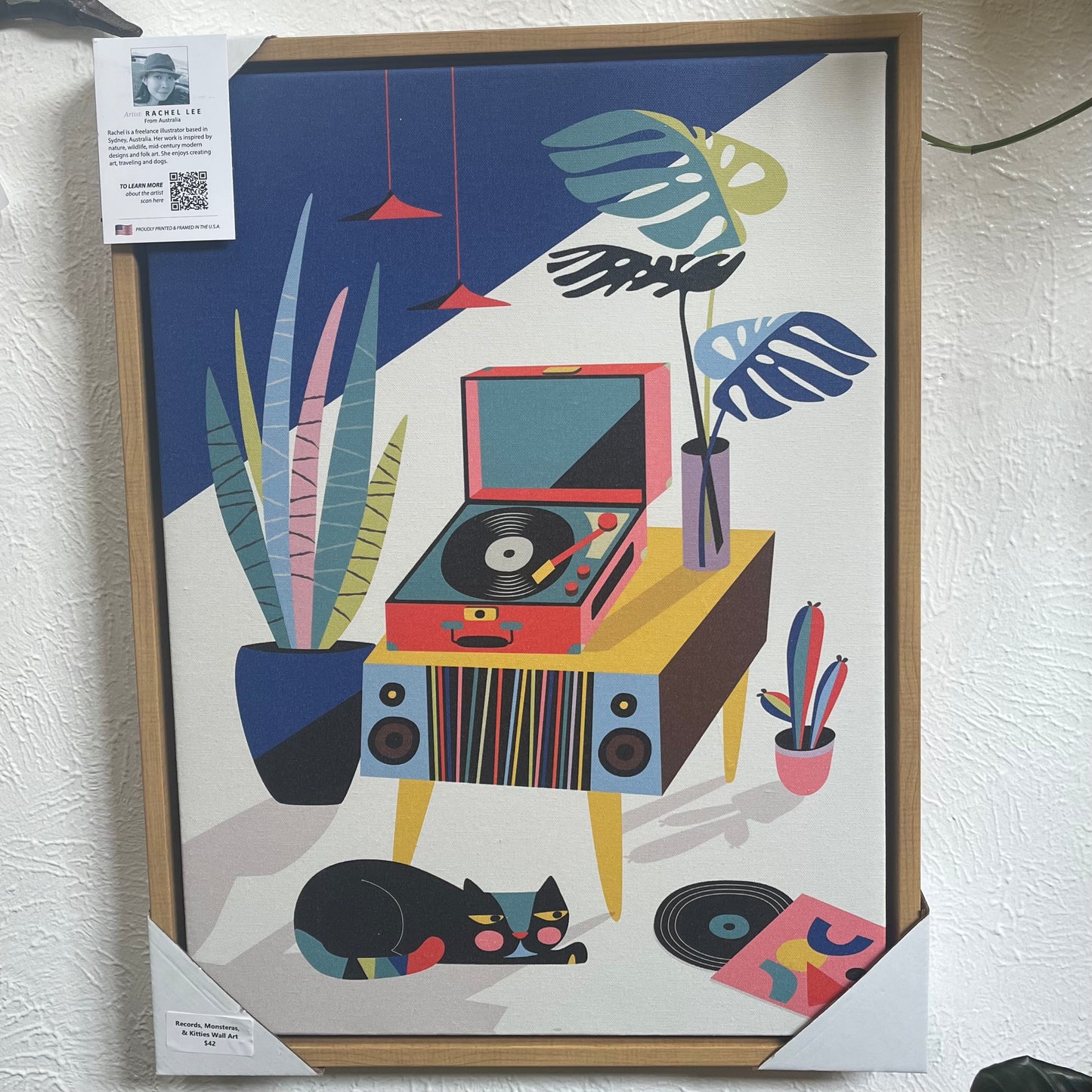 Records, Monsteras, & Kitties Wall Art