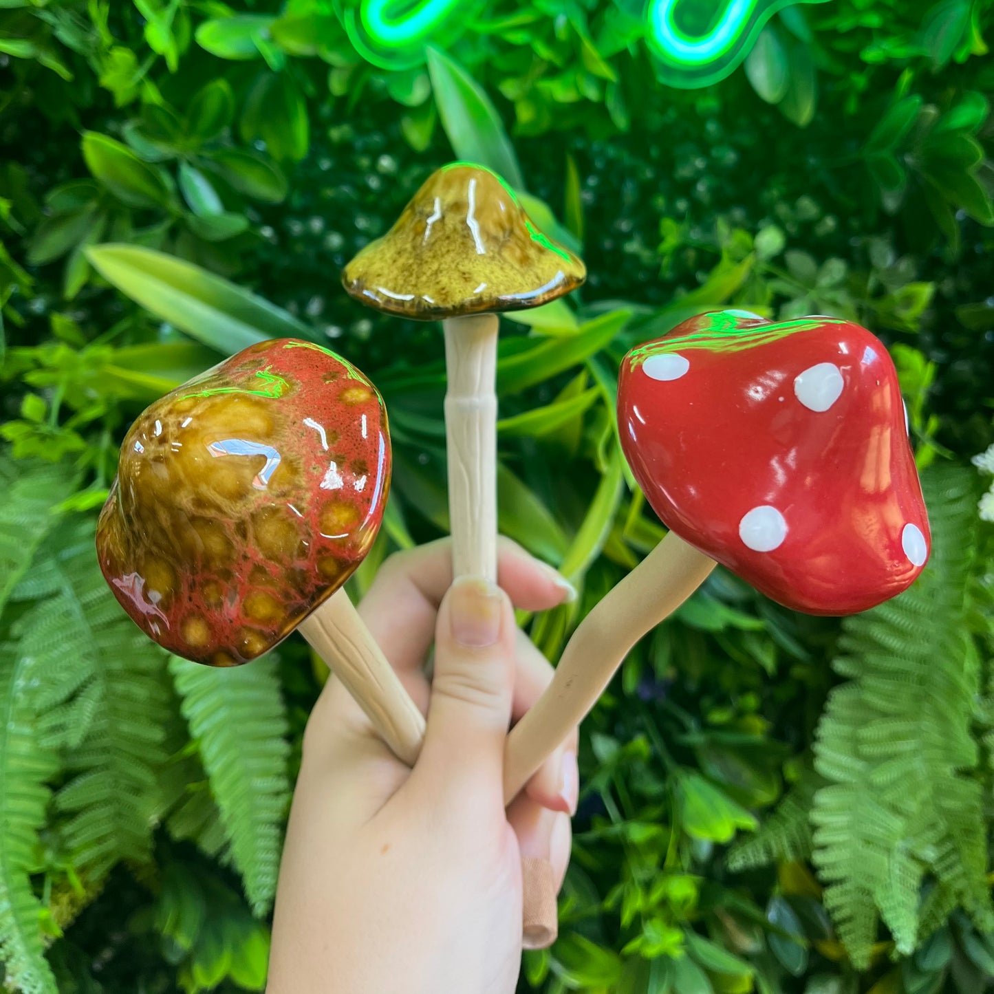 Ceramic Bobble Mushroom Plant Sticks