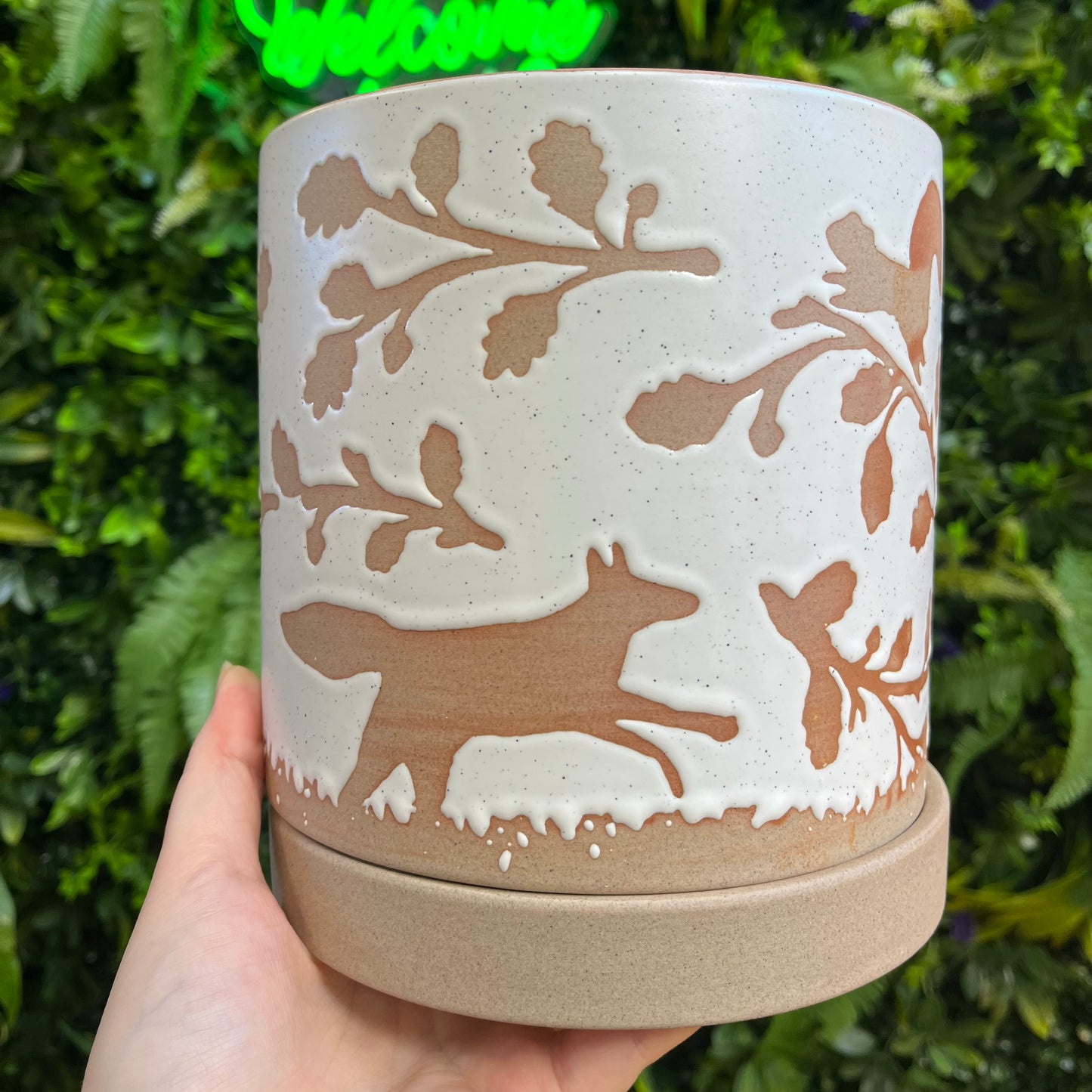 Foxtail Pot with Saucer