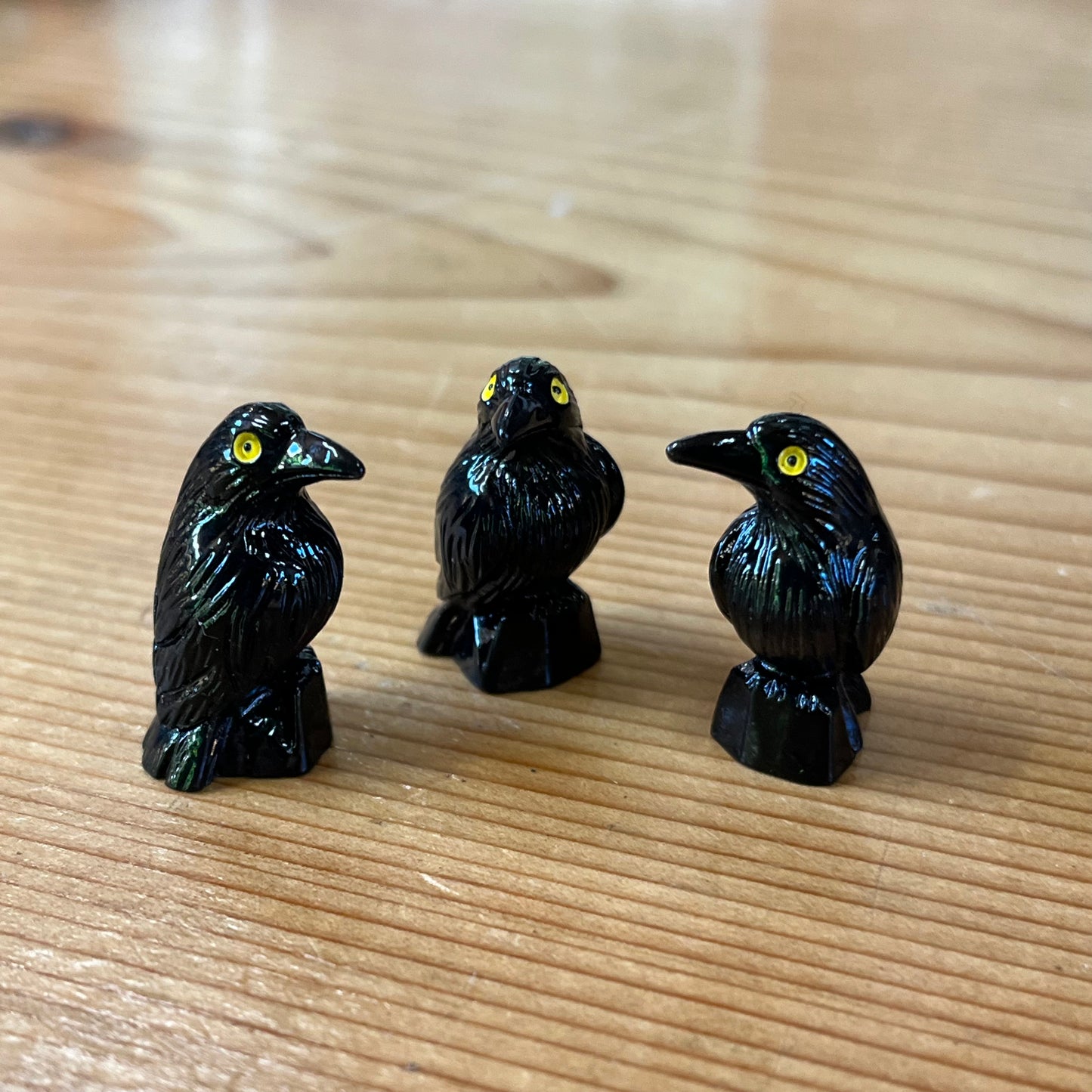 Perched Black Raven Crow Trinket