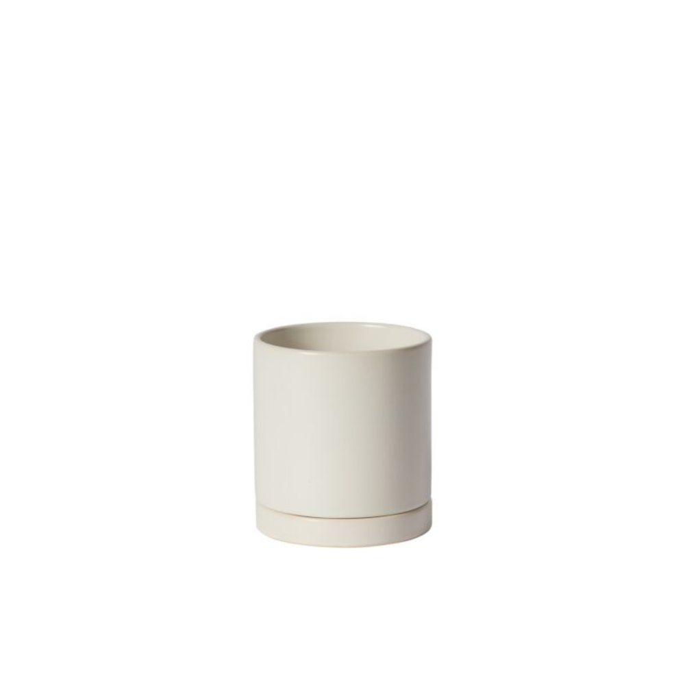 Romey Pot with Saucer -  White