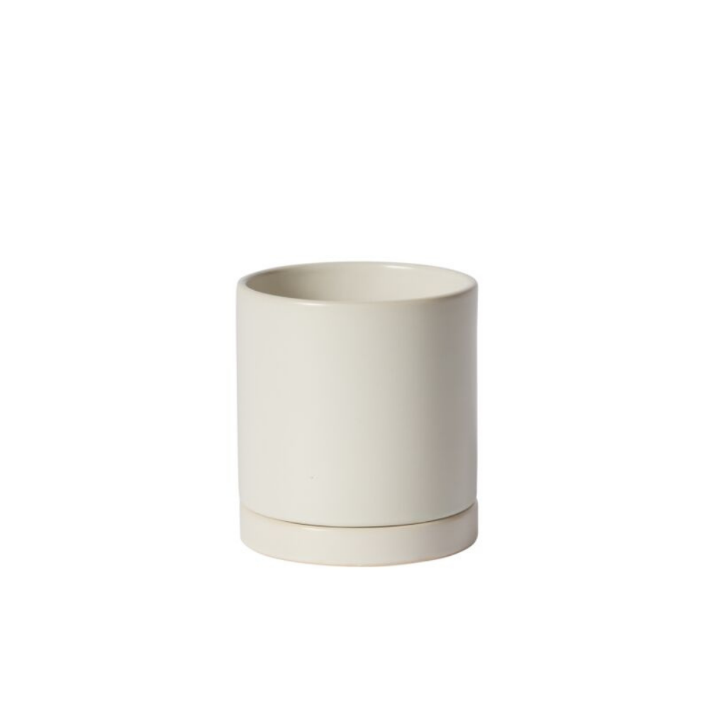 Romey Pot with Saucer -  White