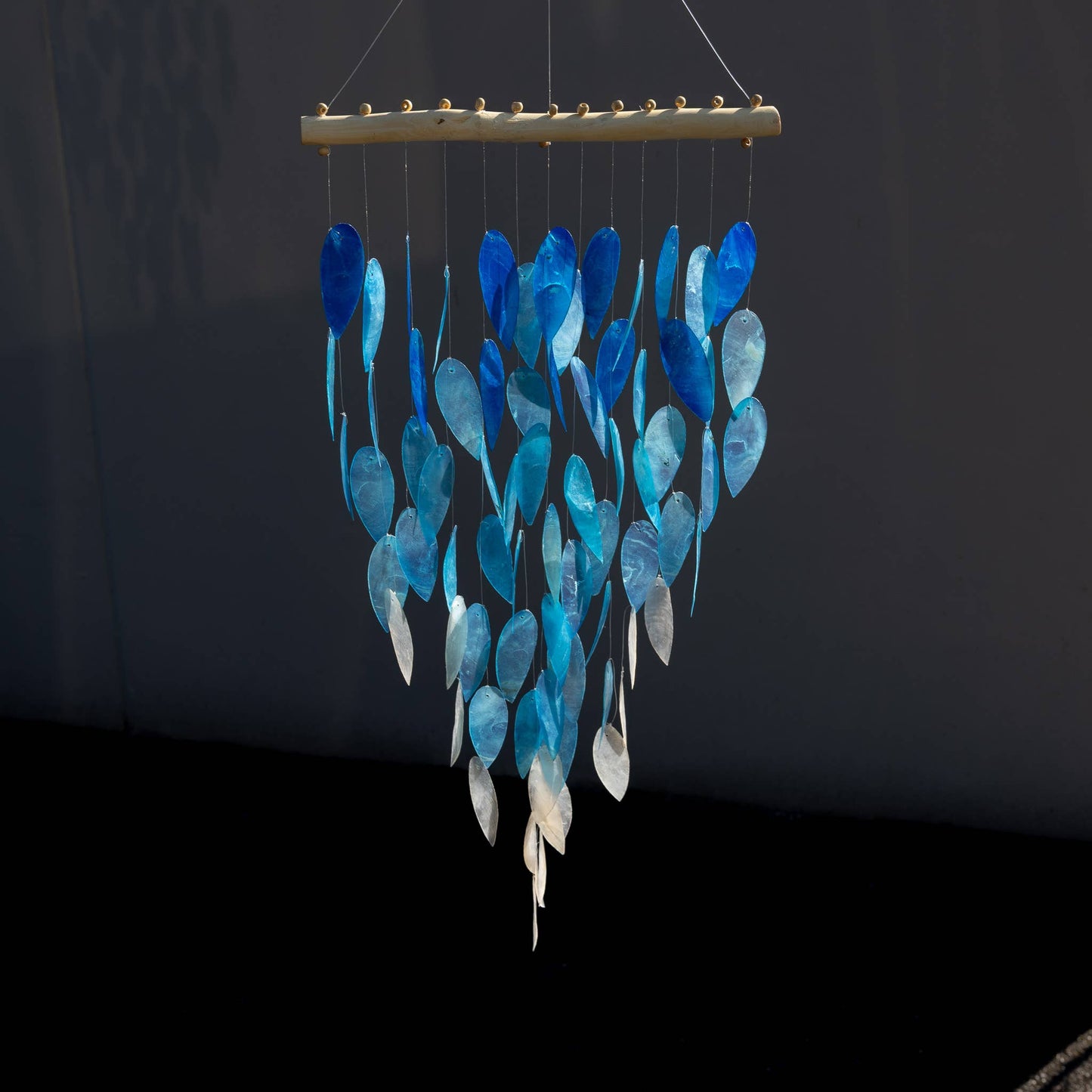 Simple Leaf Capiz Wind Chime - Blue