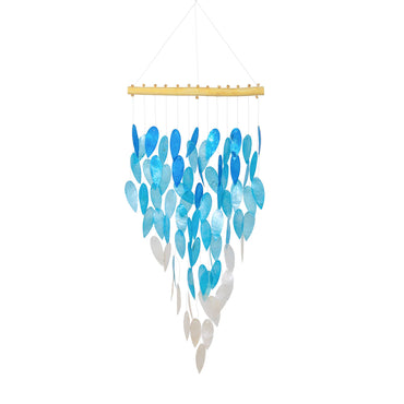 Simple Leaf Capiz Wind Chime - Blue
